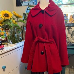 Ellen Tracy Red Cape Coat